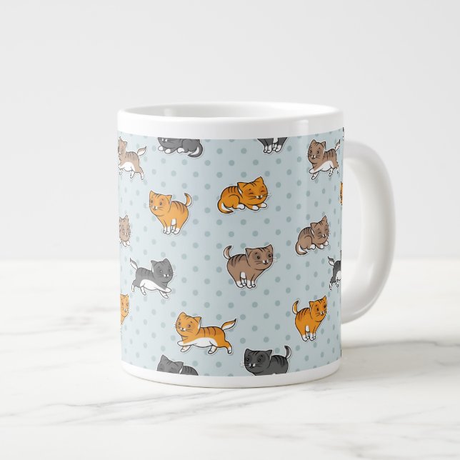 mönster med roliga katter jumbo mugg (Framsida höger)