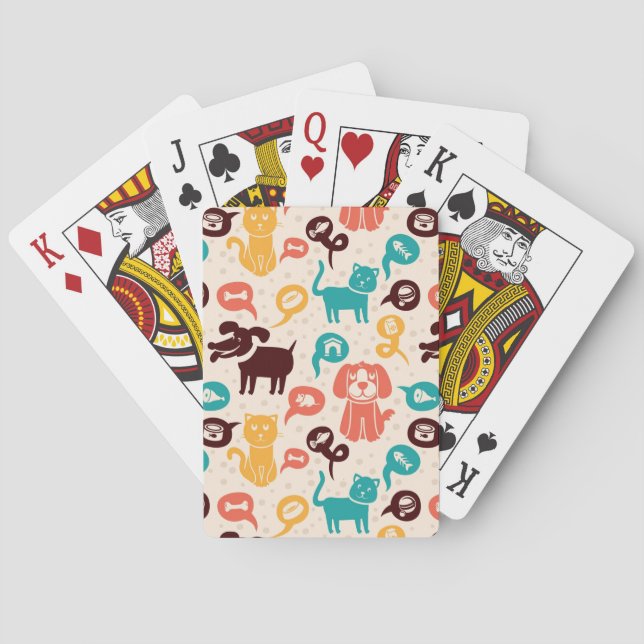 Mönster med roliga katter och hundar casinokort (Baksidan)