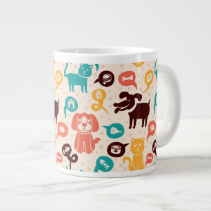 Mönster med roliga katter och hundar jumbo mugg