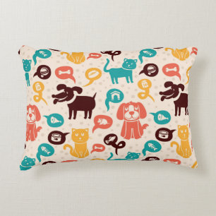 Mönster med roliga katter och hundar prydnadskudde