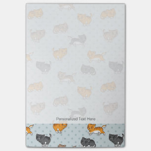 mönster med roliga katter post-it block