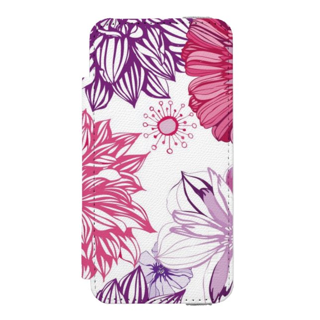 Mönster med rosa asters och dahliaen incipio iPhone wallet skal (Folio Framsidan)
