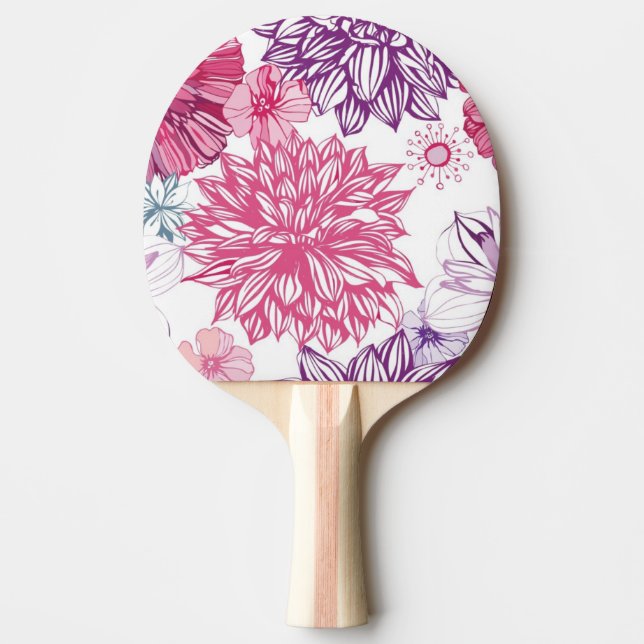 Mönster med rosa asters och dahliaen pingisracket (Framsidan)