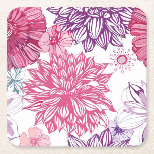 Mönster med rosa asters och dahliaen underlägg papper kvadrat
