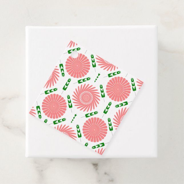 mönster med rosa blommor gåvor etiketter (På plats)