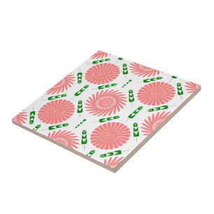 mönster med rosa blommor kakelplatta