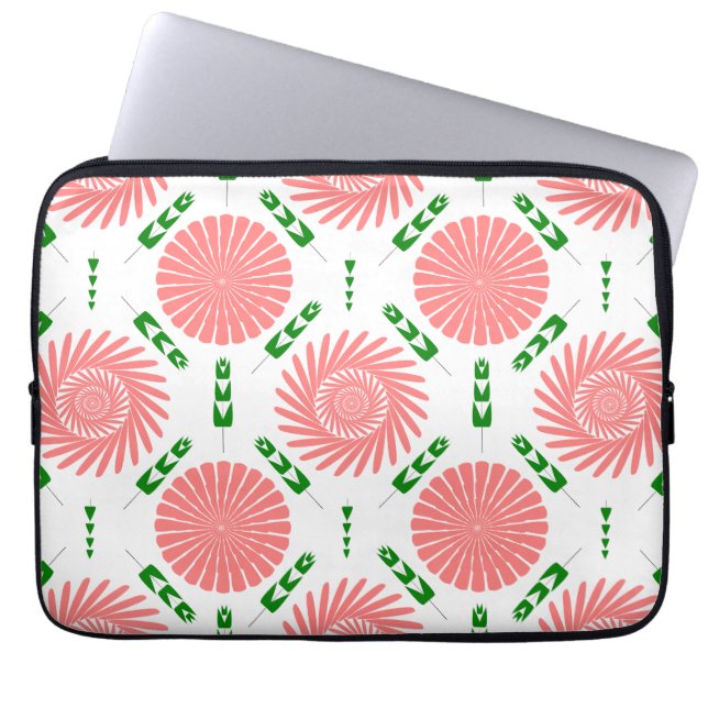 mönster med rosa blommor laptop fodral (Framsidan)