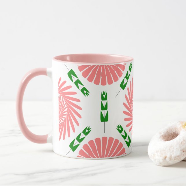 mönster med rosa blommor mugg (Med munk)