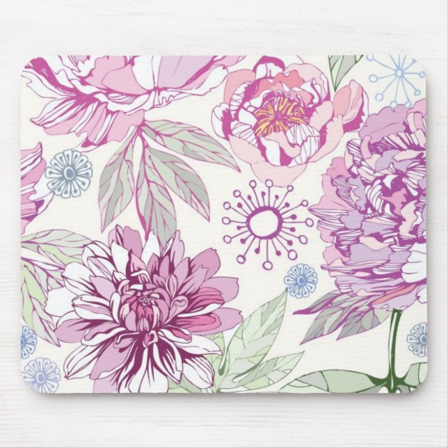 Mönster med rosa blommor musmatta (Framsidan)