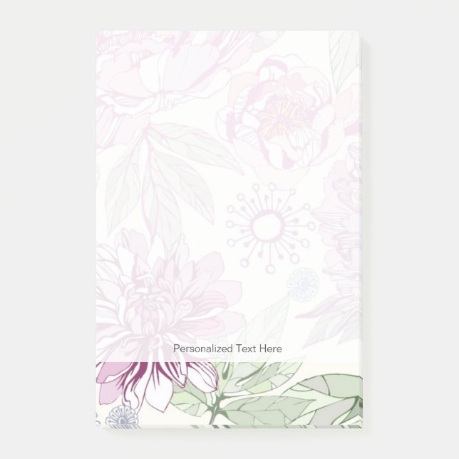 Mönster med rosa blommor post-it block (Framsida)