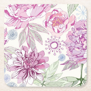 Mönster med rosa blommor underlägg papper kvadrat