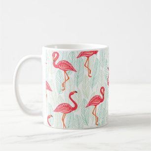 Mönster med rosa flamingo-prydnadsföremål på bakgr kaffemugg
