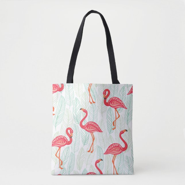 Mönster med rosa flamingo-prydnadsföremål på bakgr tygkasse (Framsida)