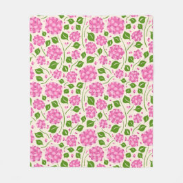 Mönster med rosa vattenområden och grönt löv fleecefilt