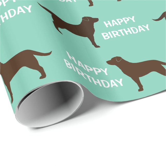 Mönster med silhuetter av chokladbrun labrador ret presentpapper (Rullad Hörn)