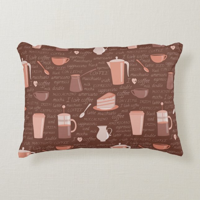 Mönster med släkta inslag för kaffe prydnadskudde (Framsidan)