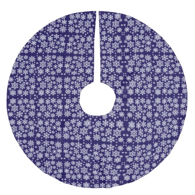 Mönster med snöflingor julgransmatta borstad polyester (Framsidan)