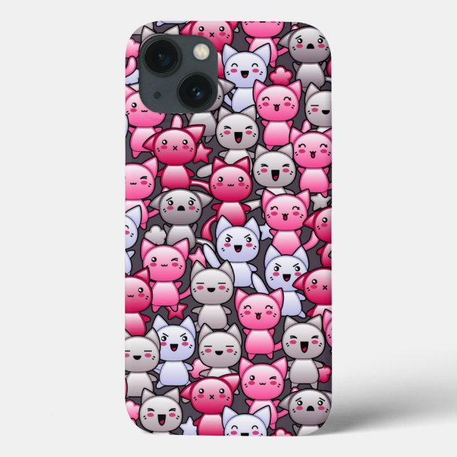 mönster med söt kawaii doodle-katter 2 (Baksida)
