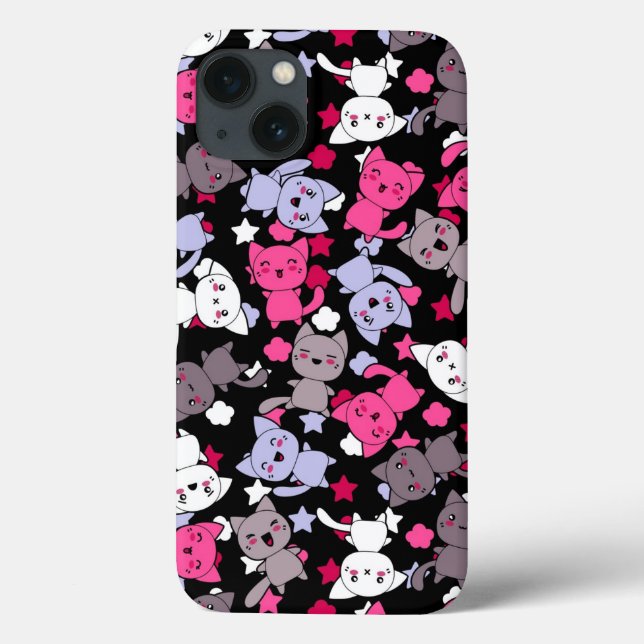 mönster med söt kawaii doodle-katter 3 (Baksida)