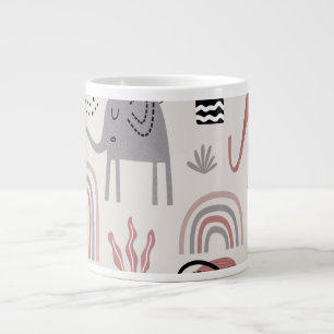 mönster med söta elefanter och giraffer jumbo mugg
