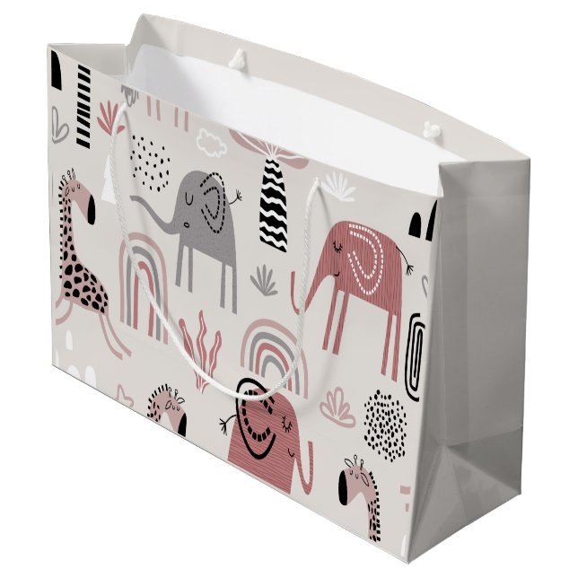 mönster med söta elefanter och giraffes-jätten (Baksidan Vinklad)