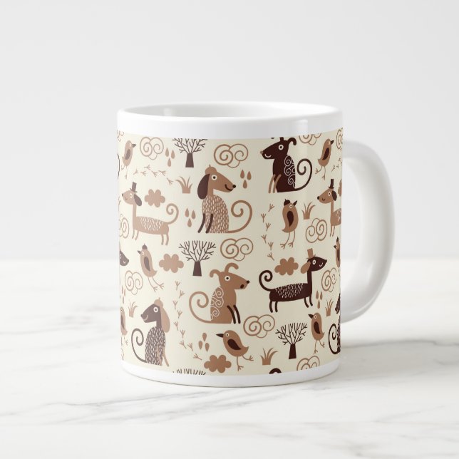 mönster med söta hundar jumbo mugg (Framsida höger)