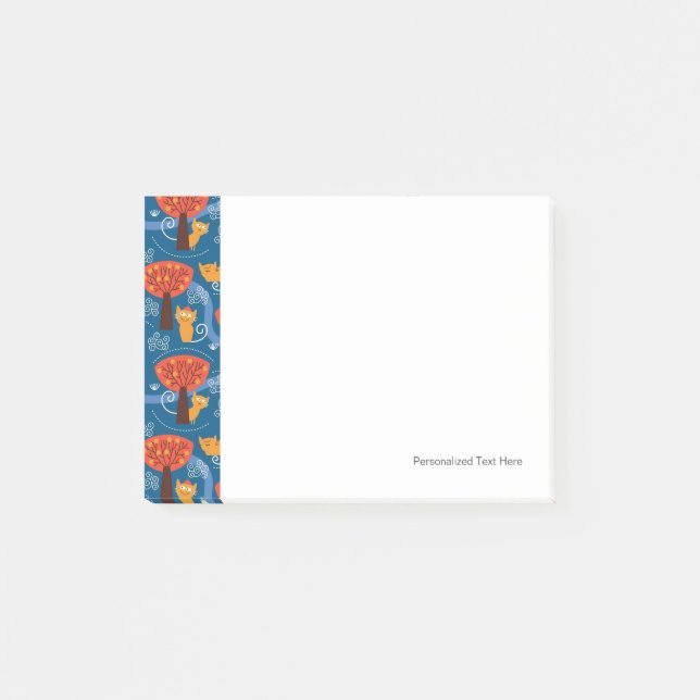 mönster med söta katter och fåglar post-it block (Framsida)