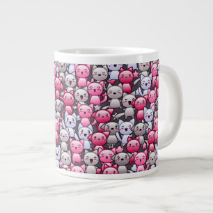 mönster med söta kawaiidoodle-katter 2 jumbo mugg