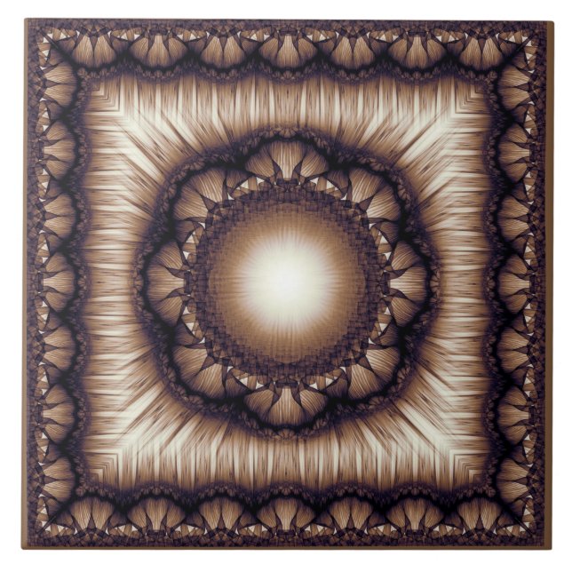 Mönster med stor blommigt i ramform kakelplatta (Framsidan)