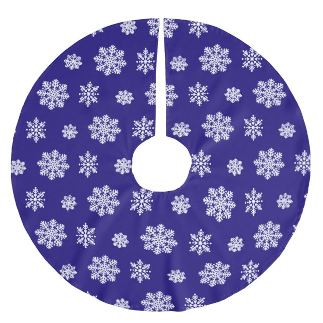 Mönster med stora snöflingor julgransmatta borstad polyester (Framsidan)