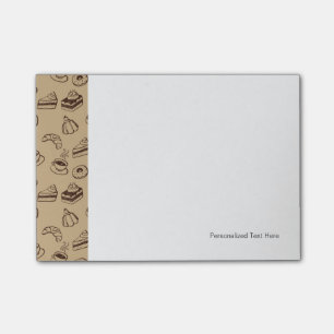 Mönster med tårtor, efterrätter och bagerit post-it block