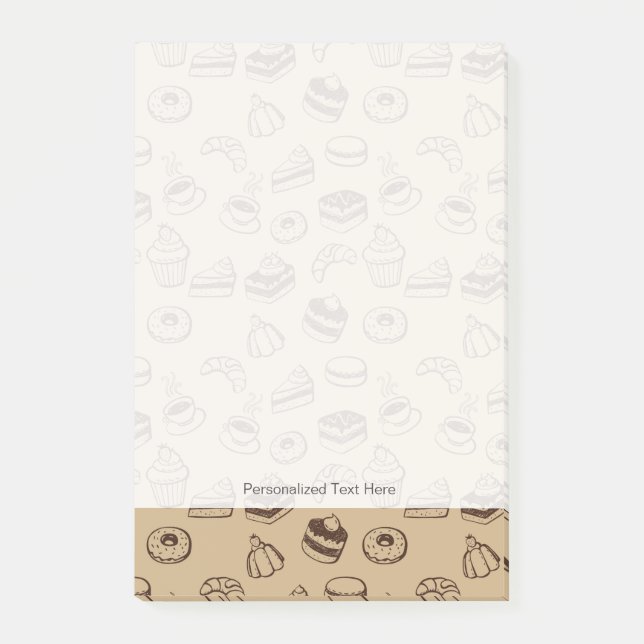 Mönster med tårtor, efterrätter och bagerit post-it block (Framsida)