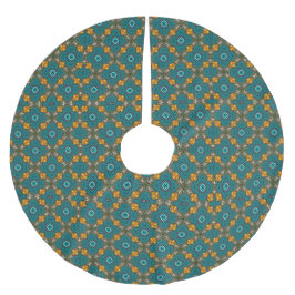 Mönster med teal,grön, orange julgransmatta borstad polyester