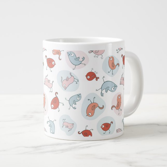 mönster med tecknad fåglar jumbo mugg (Framsida höger)