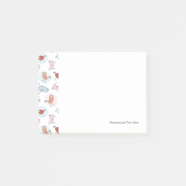 mönster med tecknad fåglar post-it block (Framsida)