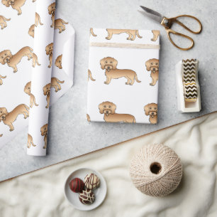 Mönster med tecknad hund i veteväxlad trådhårig Da Presentpapper