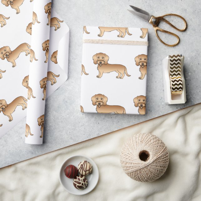 Mönster med tecknad hund i veteväxlad trådhårig Da Presentpapper (Hantverk)