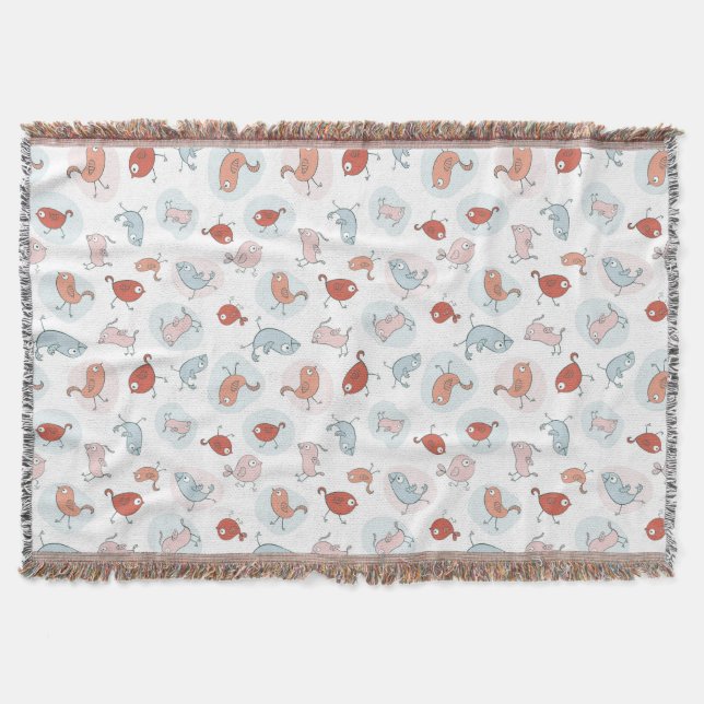 mönster med tecknadfåglar mysfilt (Framsidan)