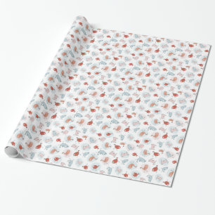 mönster med tecknadfåglar presentpapper