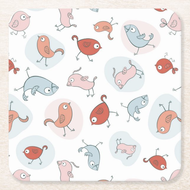 mönster med tecknadfåglar underlägg papper kvadrat (Framsidan)