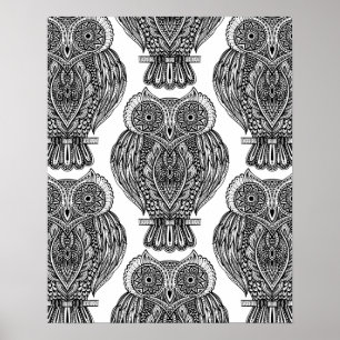Mönster med ugglaklotter 2 poster