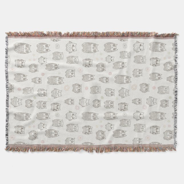 Mönster med ugglor filt (Framsidan)