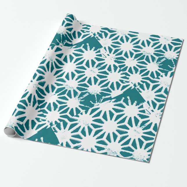Mönster med vit geometri presentpapper (Utrullad)
