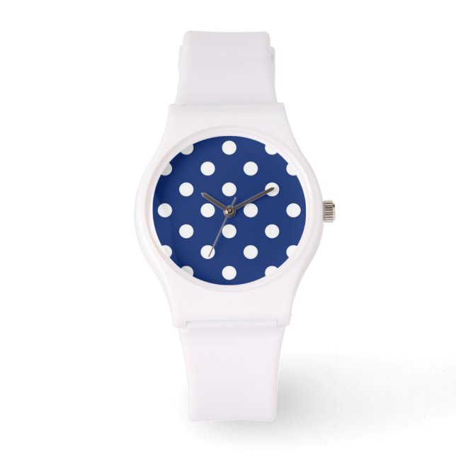 Mönster med vit polka dots armbandsur (Framsida)