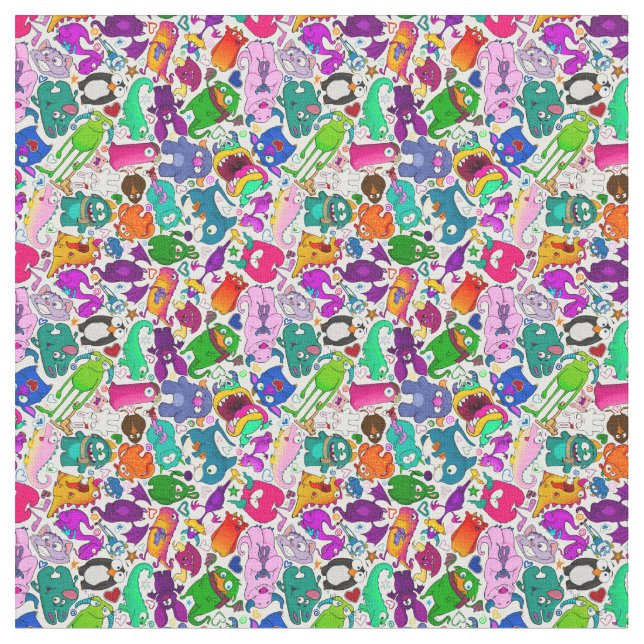 Monster Menagerie mönster Tyg (Närbild)