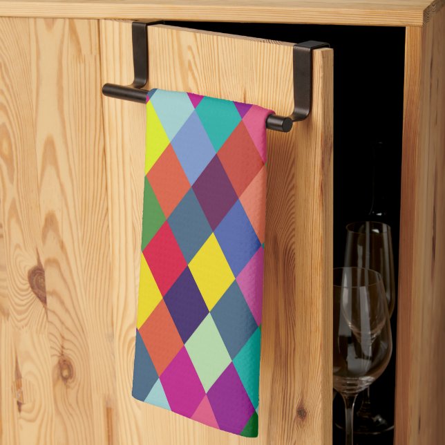 Mönster Mode Färgrik- Modern vår hipster    Kökshandduk (Thirds Fold)