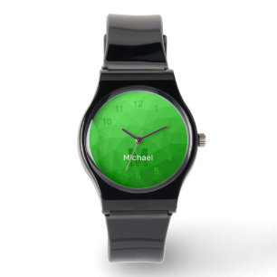 Mönster Monogram för det geometriska grönten Armbandsur