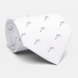 Mönster Monogram för vit skiffer-Grått Slips