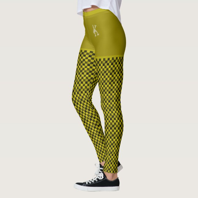 Mönster Monogram med svart gult, kontrollerad, anp Leggings (Vänster)