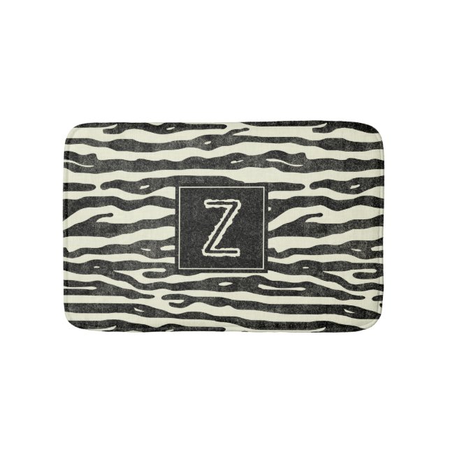 Mönster monogrammed Zebra Stripe Animal Print Badrumsmatta (Framsidan)